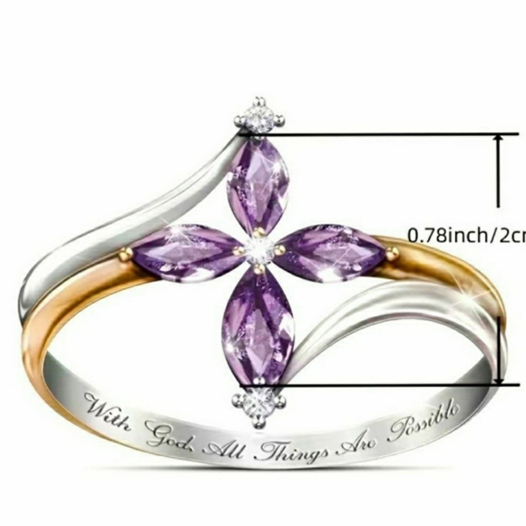 Beautiful Inscripted Silver Cross Ring, sz 8, NWT - Picture 4 of 4